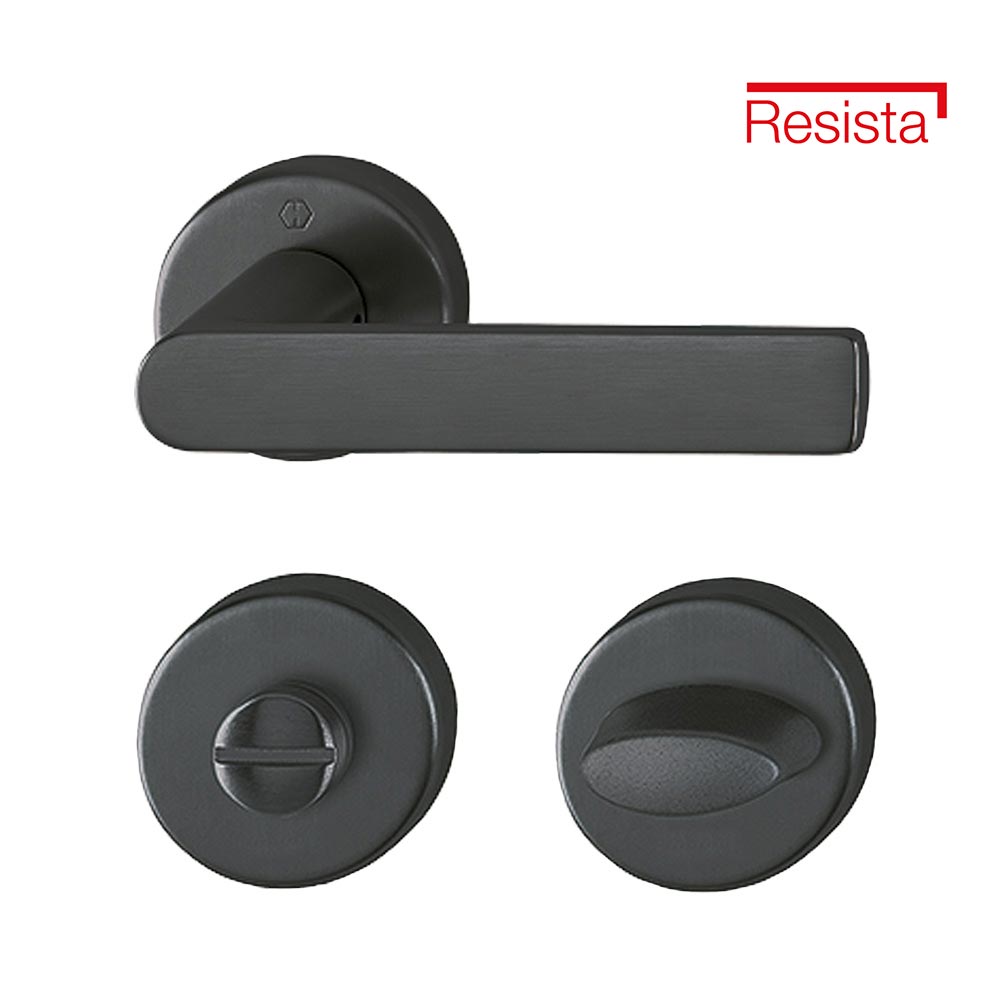 Manijas LOS ANGELES Resista® para baño, para espesor de 38-47mm, acabado negro satinado