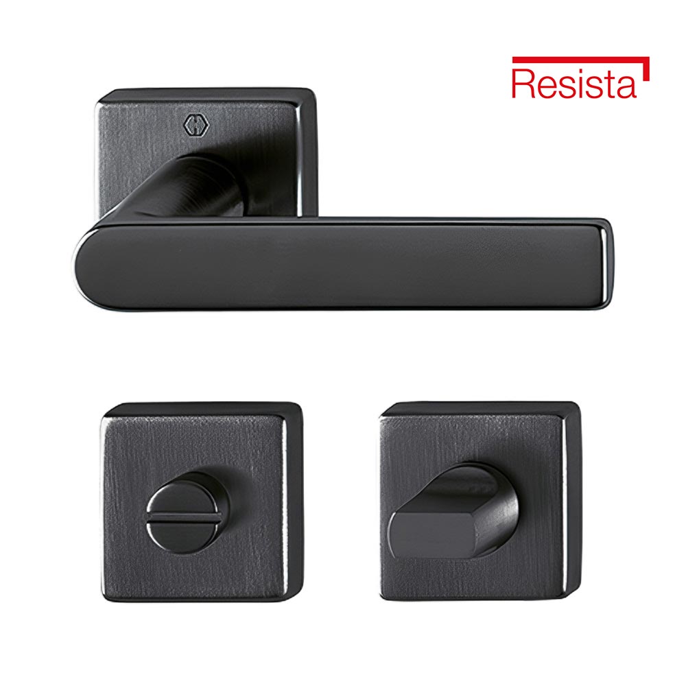 Manijas LOS ANGELES cuadrada Resista® para baño, para espesor de 38-48mm, acabado negro satinado