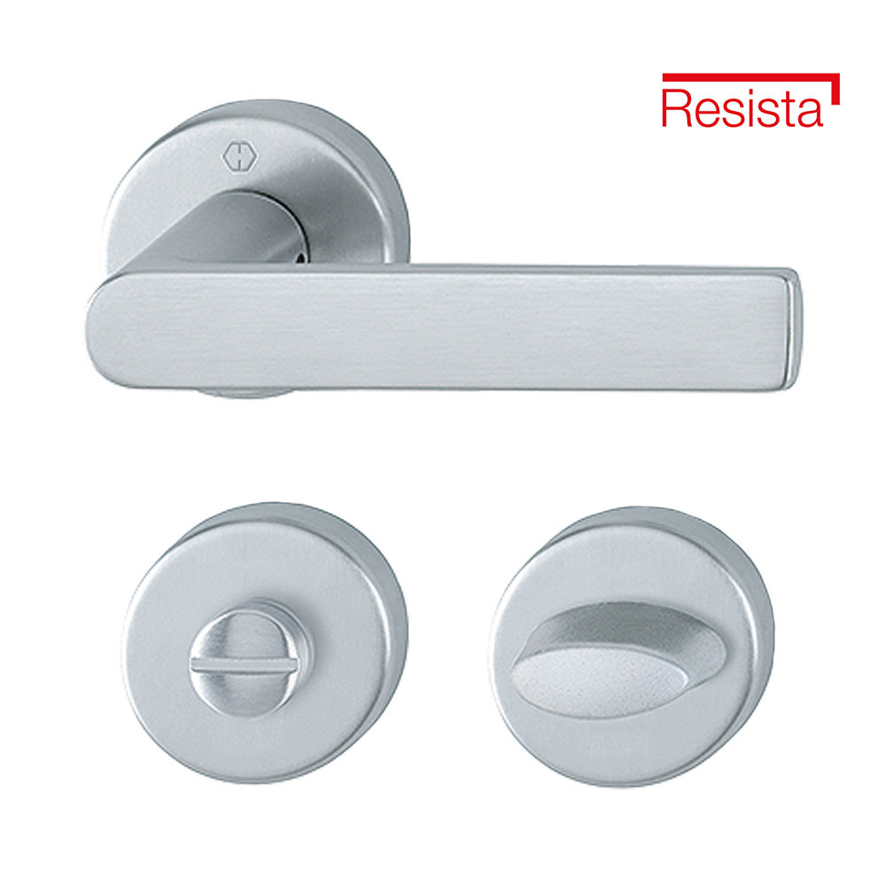 Manijas LOS ANGELES Resista® para baño, para espesor de 38-47mm, acabado cromo satinado