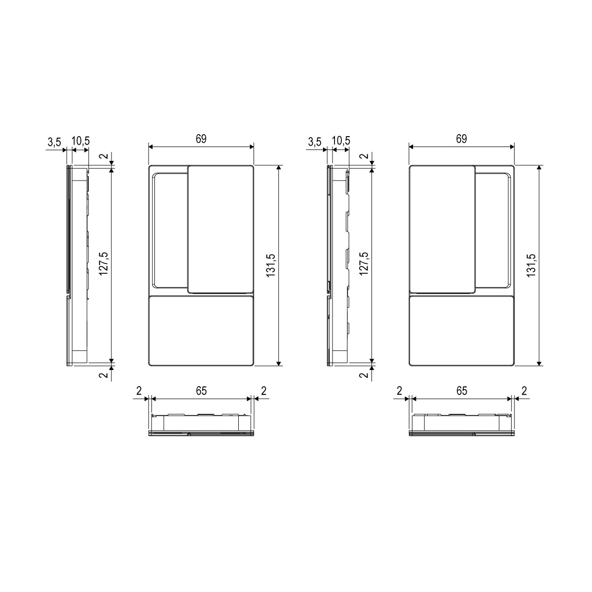 Jaladera WAVE para puerta corrediza de paso, color negro