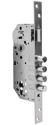 Cerradura para embutir para puerta de entrada, acabado níquel satinado