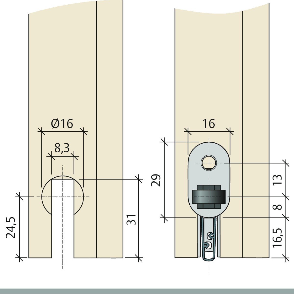 Burlete guillotina US para puertas pivotantes