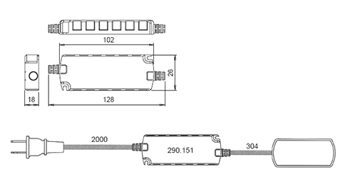Transformador 15/12 15W a 120V clavija americana. Sistema M12