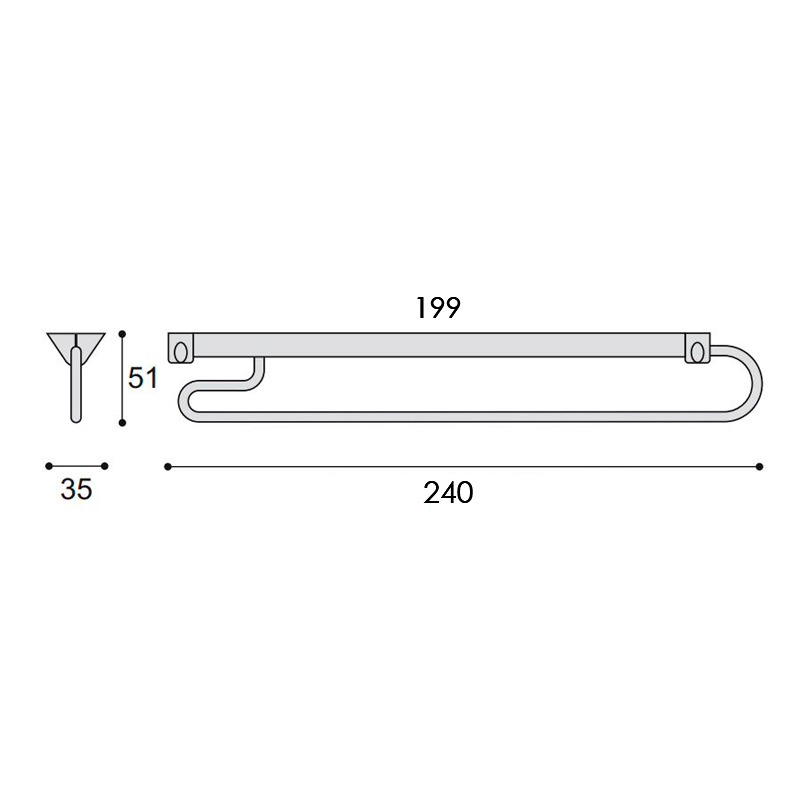 Valet extraíble JIMMY para clóset, extensión 240 mm, acabado negro mate