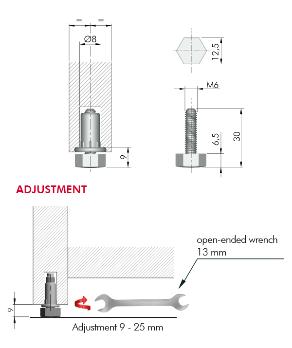 Nivelador PIEDINI para clósets 