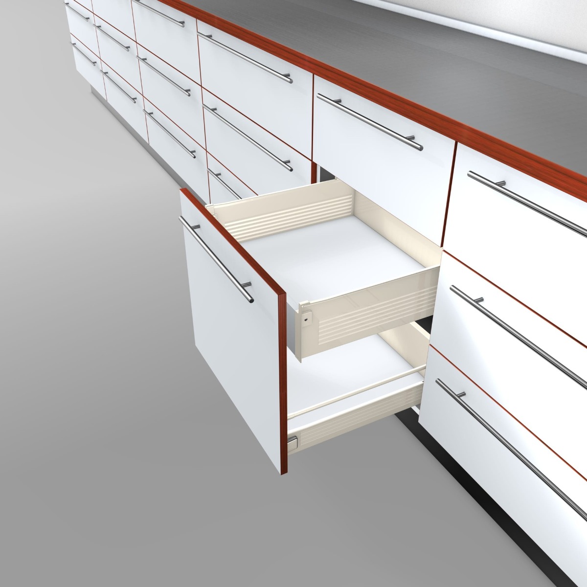 Cajón interno METABOX altura H, blanco crema