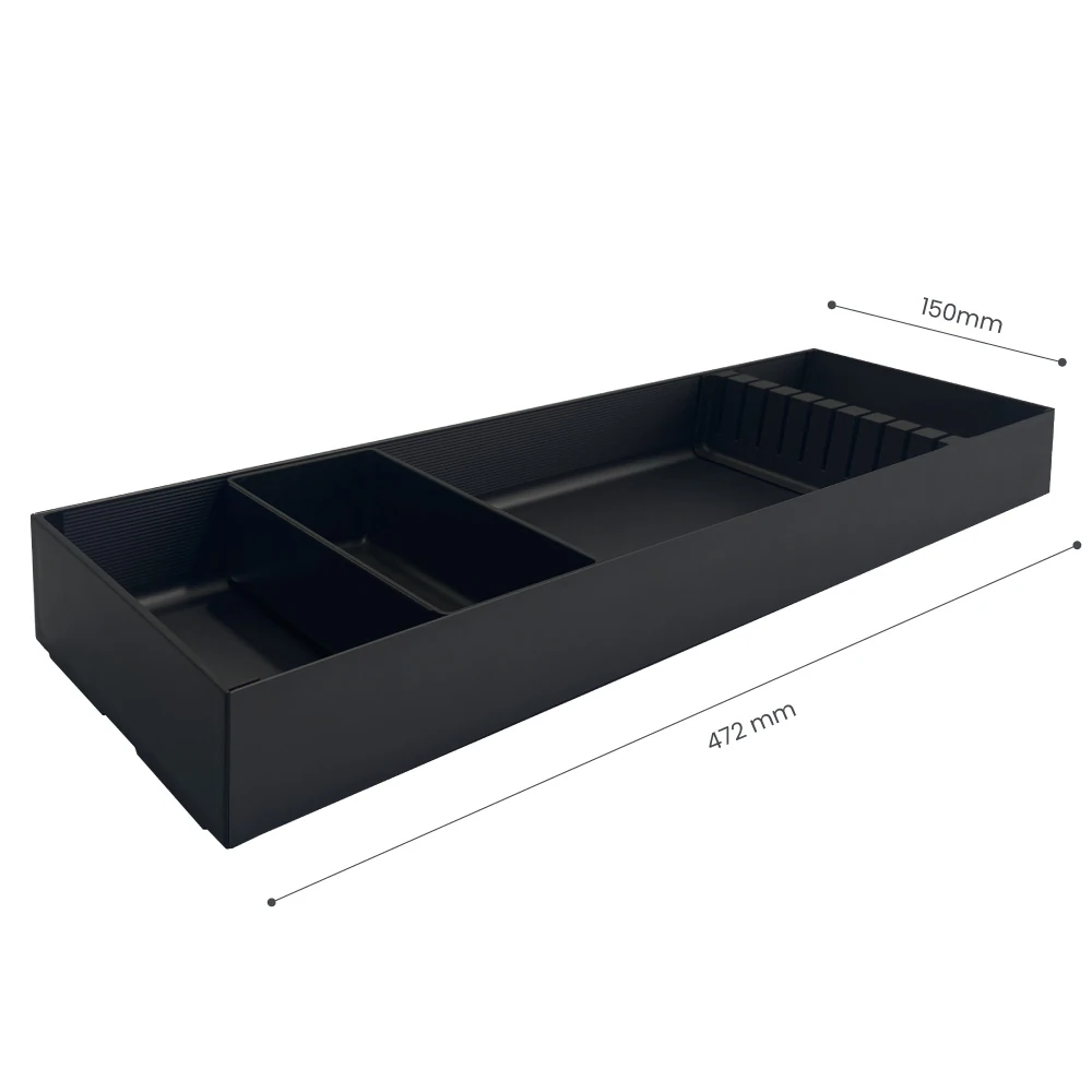 Cuchillero REVEAL sencillo con caja de organización, de 472mm x 150mm, acabado aluminio anodizado antracita