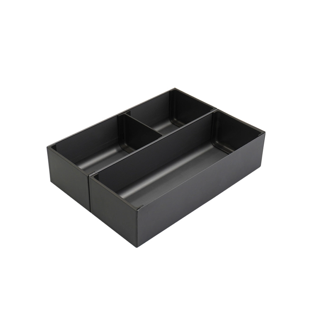 Caja Organizadora REVEAL doble con 3 divisiones, 200mm x 150mm, acabado aluminio anodizado antracita