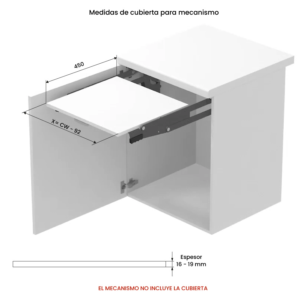 Mecanismo extraible para superficie de apoyo ChefsTable de 600 mm, color antracita