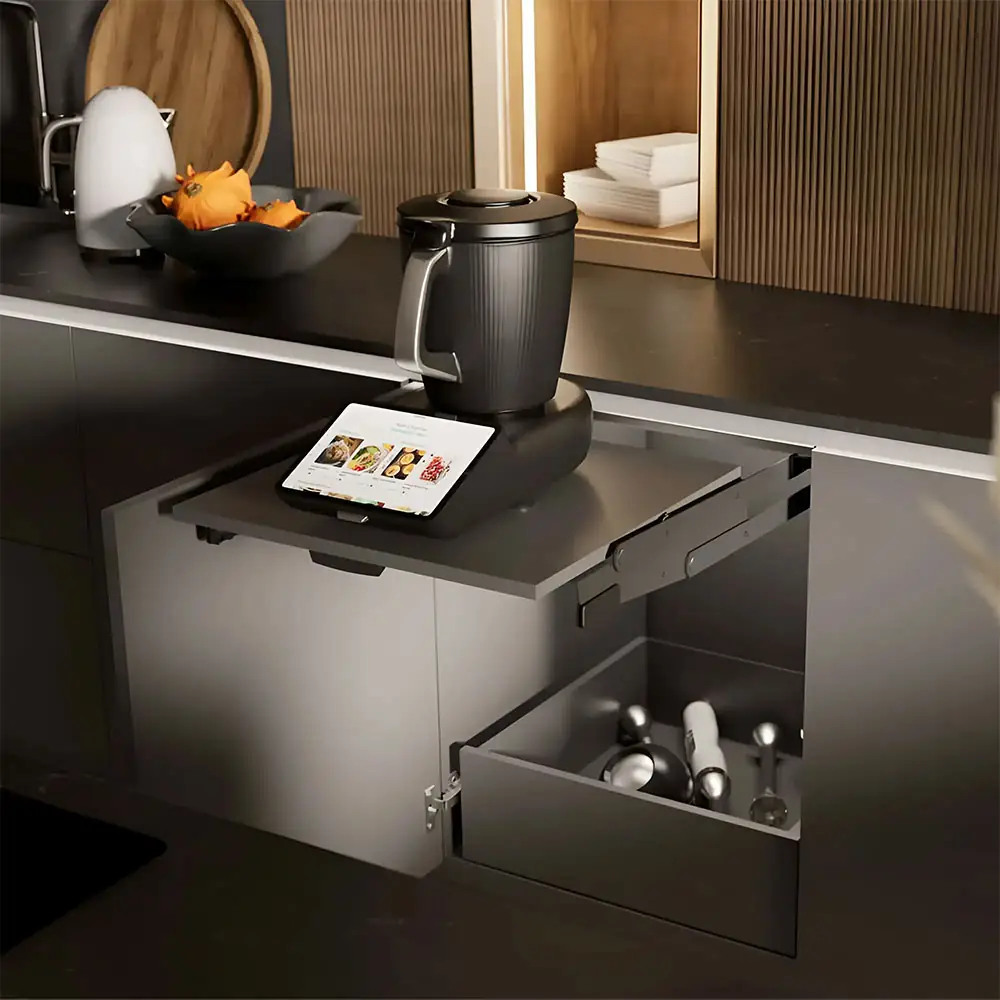 Mecanismo extraible para superficie de apoyo ChefsTable de 600 mm, color antracita