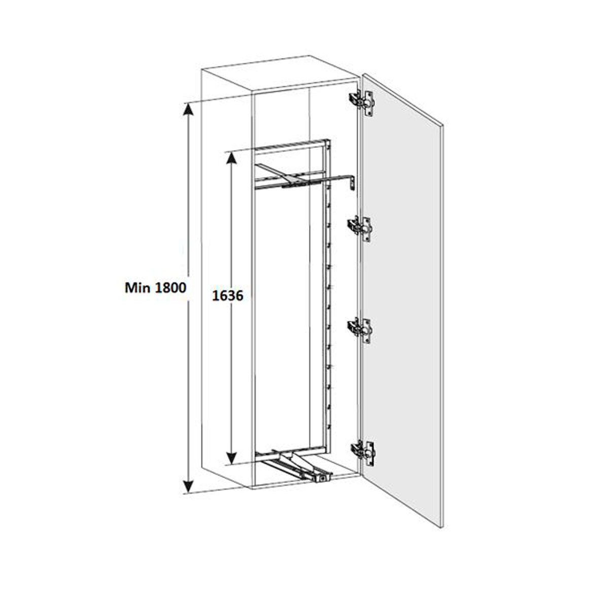 Set TANDEM SOLO, altura 1636mm, para mueble de 450mm, color gris.
