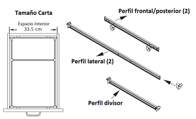 Sistema de organización File Frame para cajonera de oficina