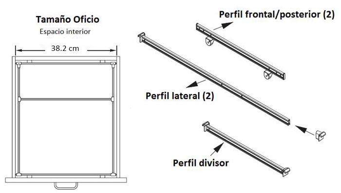 Sistema de organización File Frame para cajonera de oficina