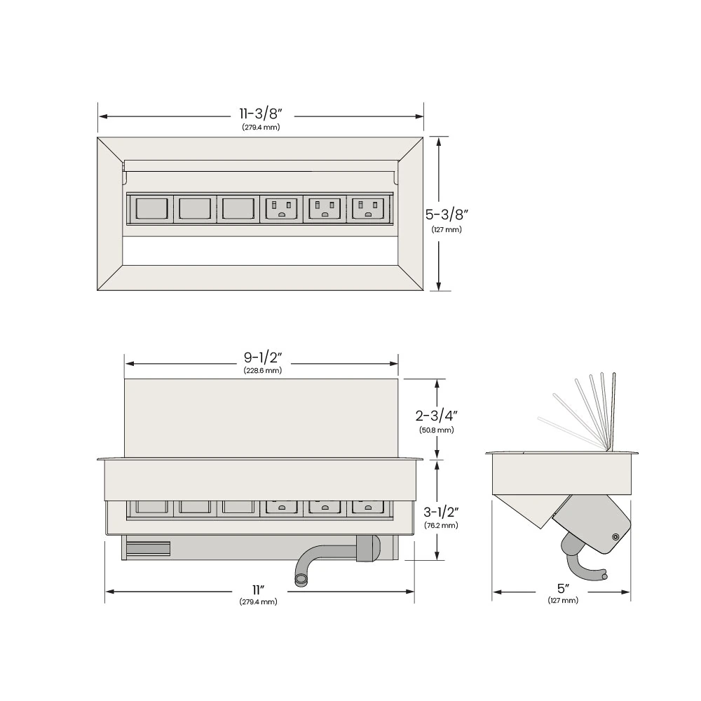 Multicontacto MAIN 2.0, 3 puertos eléctricos y 3 puertos opcionales, acabado gris mate. Hasta agotar existencias.