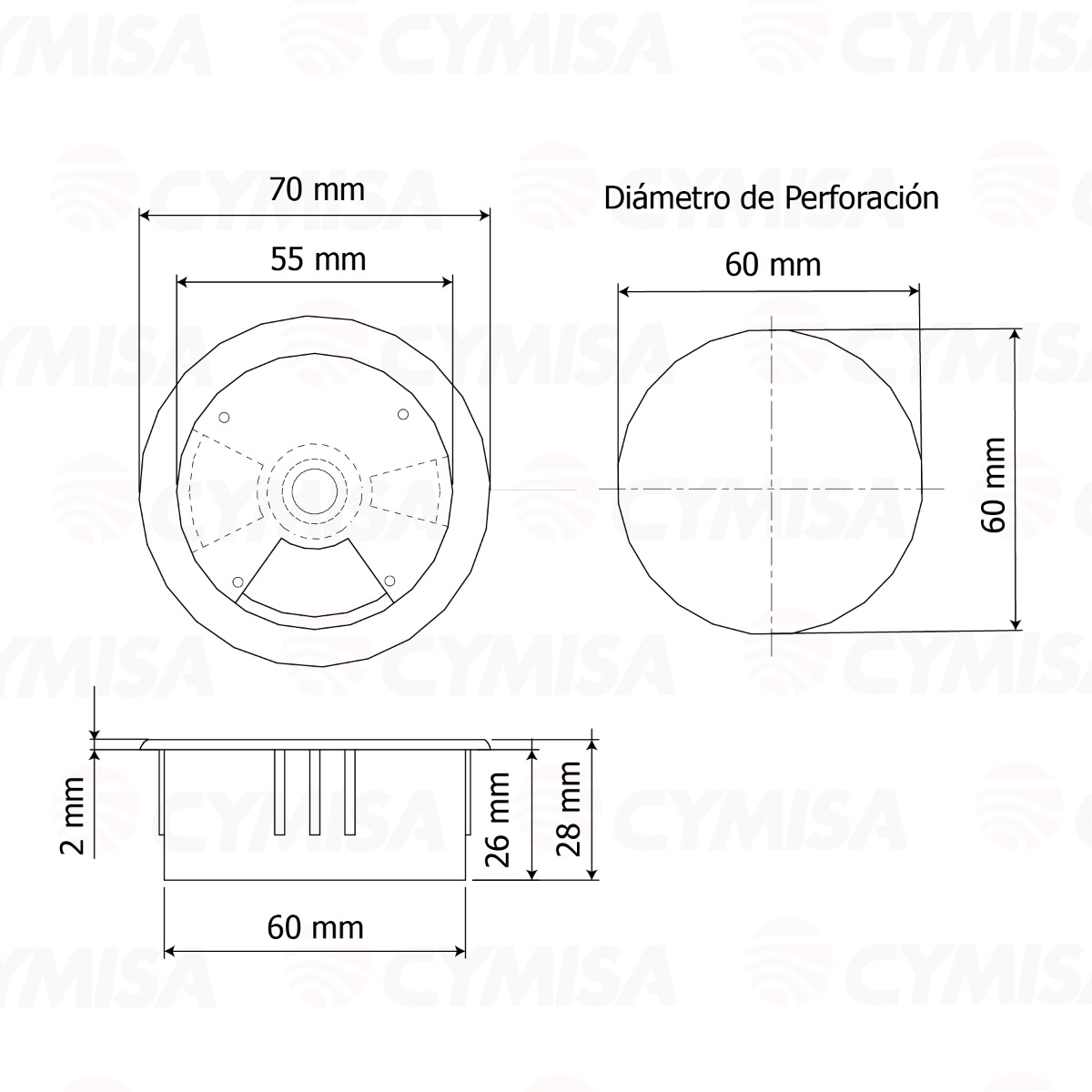 Pasacables con tapa giratoria, para embutir en mesa o escritorio,  plástico, color negro