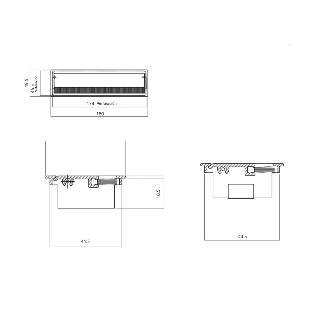 Pasacables VISION 1 para mesa o escritorio