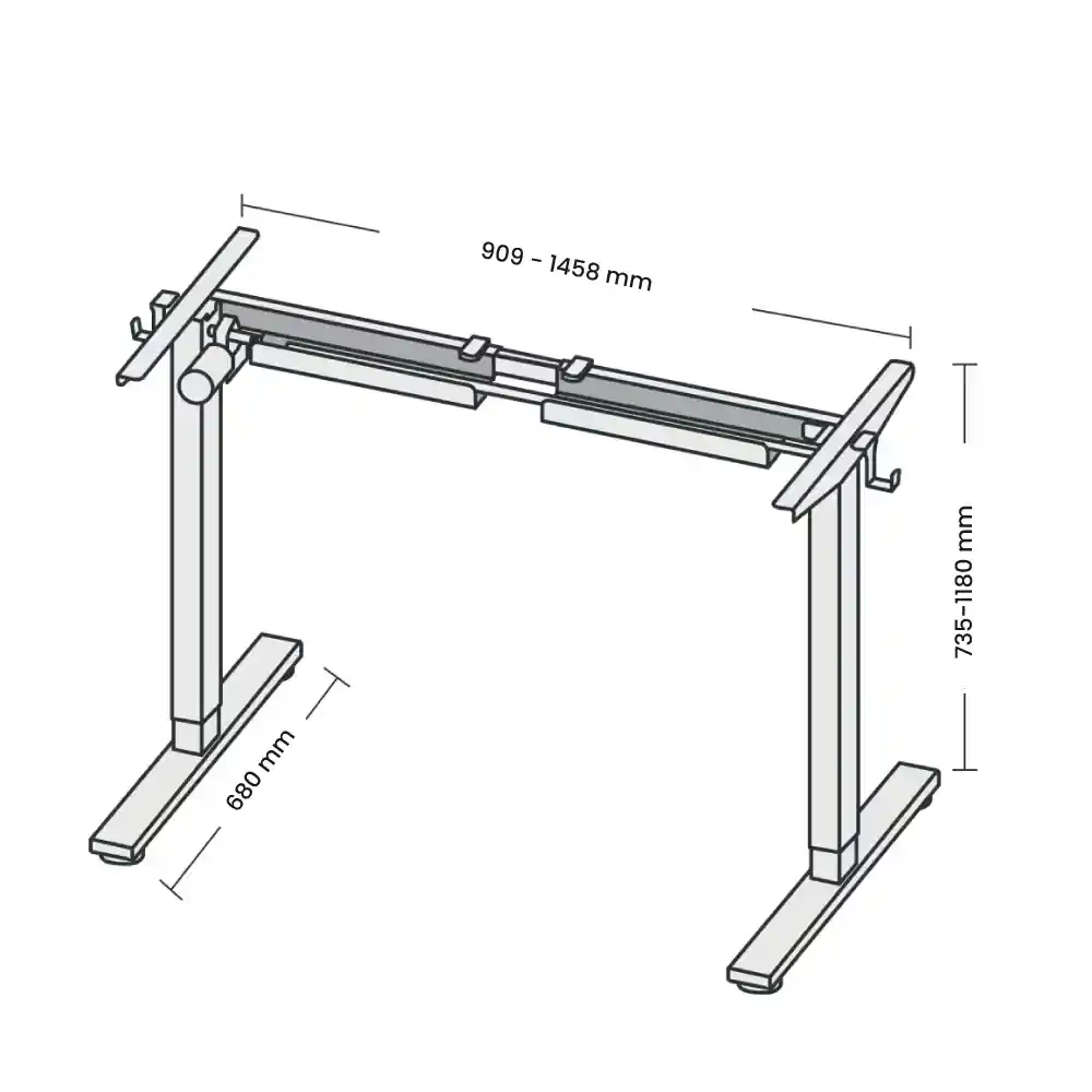 Escritorio elevable TANGO con cubierta, color negro