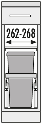 Bote basurero extraíble EURO CARGO-ST para gabinete de 300 mm, cap total 30 L/ 1 bote de 30 L