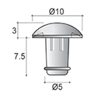Tope plástico para embutirse, transparente, 5mm. diám.