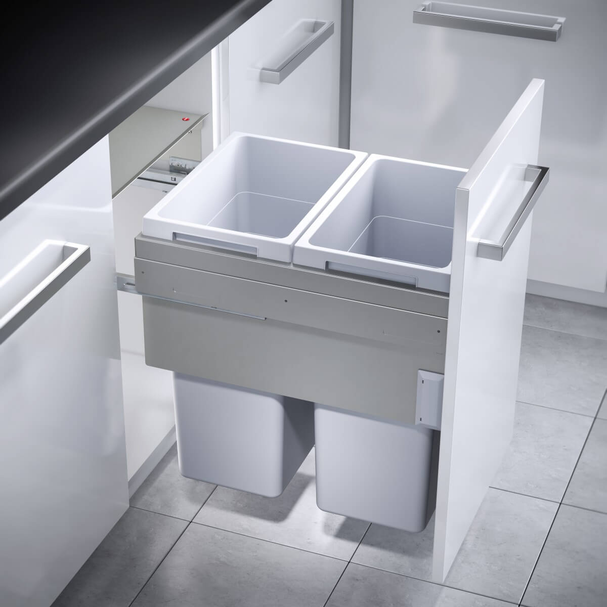 Bote basurero extraíble EURO CARGO-ST para gabinete de 450 mm, cap total 76 L/ 2 botes de 38 L