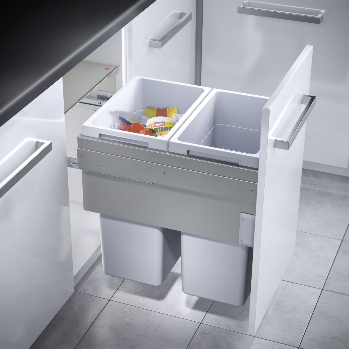 Bote basurero extraíble EURO CARGO-ST para gabinete de 450 mm, cap total 76 L/ 2 botes de 38 L