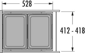 Bote basurero extraíble EURO CARGO-ST para gabinete de 450 mm, cap total 76 L/ 2 botes de 38 L
