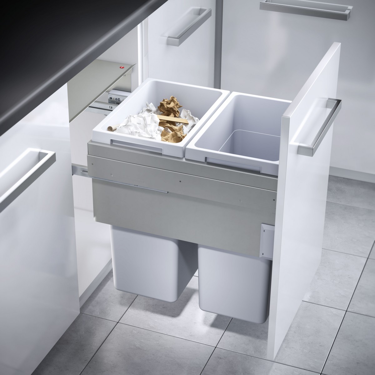 Bote basurero extraíble EURO CARGO-ST para gabinete de 500 mm, cap total 76 L/ 2 bote de 38 L