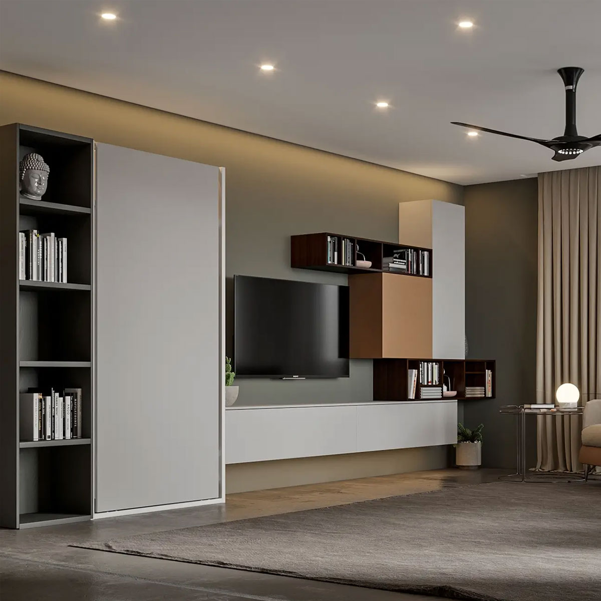 Herraje EASY para cama abatible Individual con mecanismo, color antracita