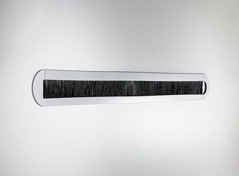 Pasacables con cubre polvo OVALE, para escritorio o mesa, acabado gris