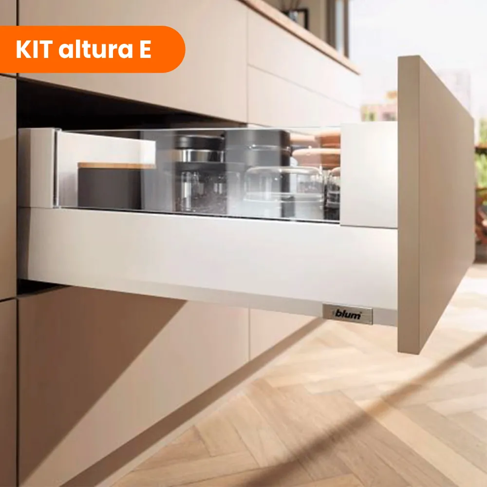 Kit MERIVBOX cajón altura E BOXCOVER de Blum color blanco seda mate