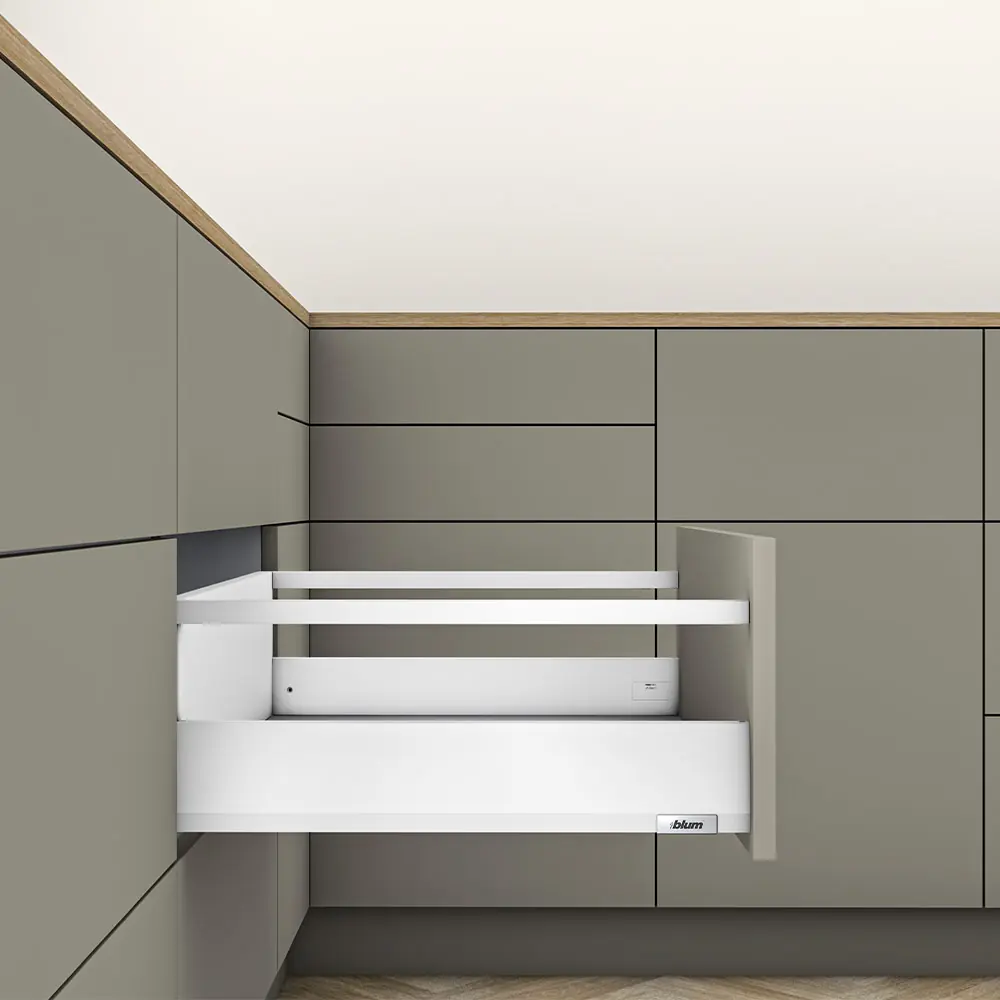 Kit MERIVOBOX cajón altura E con Galerías, blanco seda mate