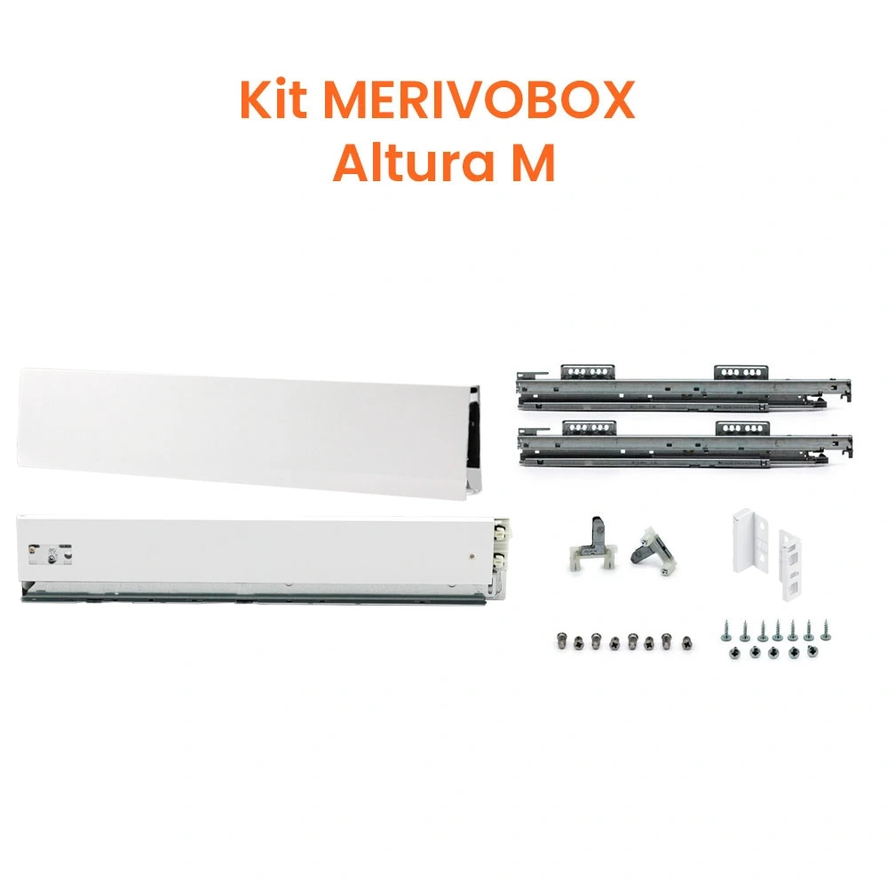 Kit Cajón MERIVOBOX altura M, cajón M, acabado blanco seda mate