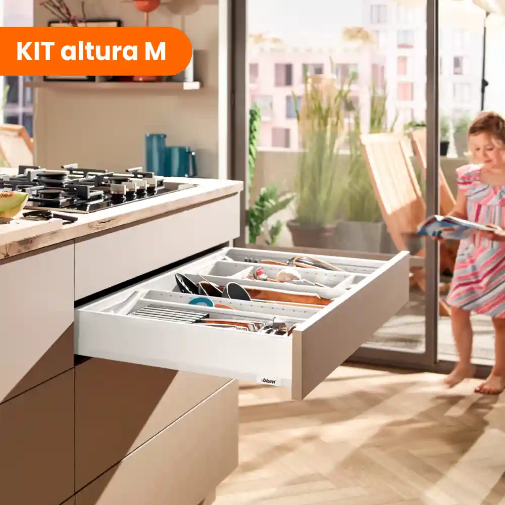 Kit Cajón MERIVOBOX altura M, cajón M, acabado blanco seda mate