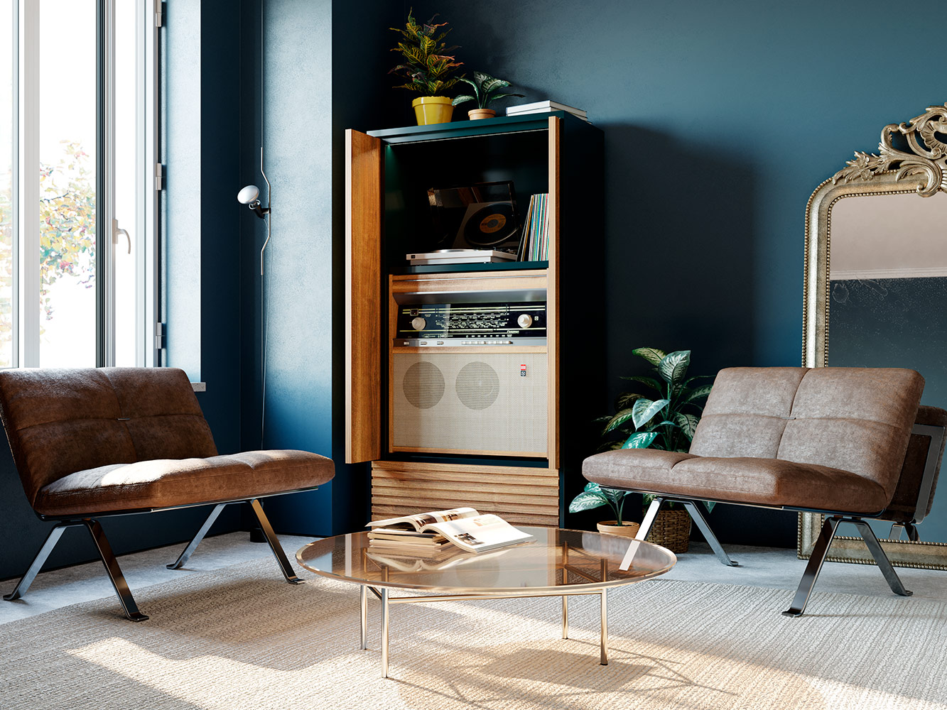 Sistema corredizo EXEDRA para puerta de madera abatible e insertable parcialmente ensamblado