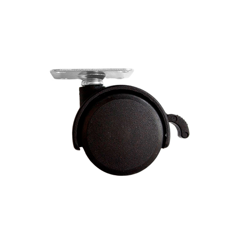 Set de 4 llantas de nylon, 40 mm diámetro, con freno, con placa sistema 32