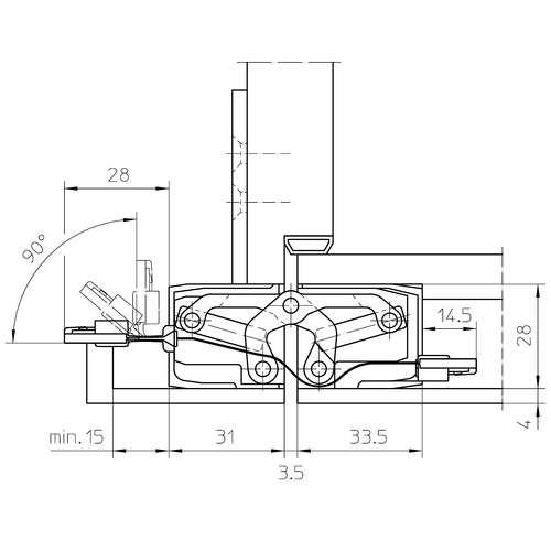 Bisagra Oculta TECTUS ENERGY 340, color negro