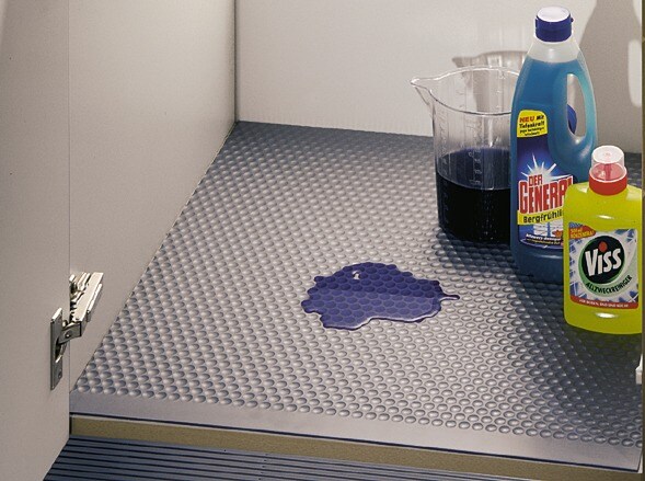 Tapete flexible para bajo fregadero AQUA-NON, 1 rollo de medida 1200 mm X 580 mm, color Silvergrey