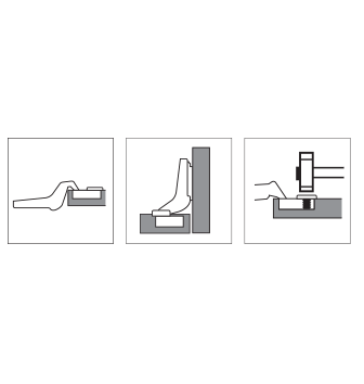 Bisagra CLIP top 110° insertada con muelle, taquete Ø8mm, montaje a presión