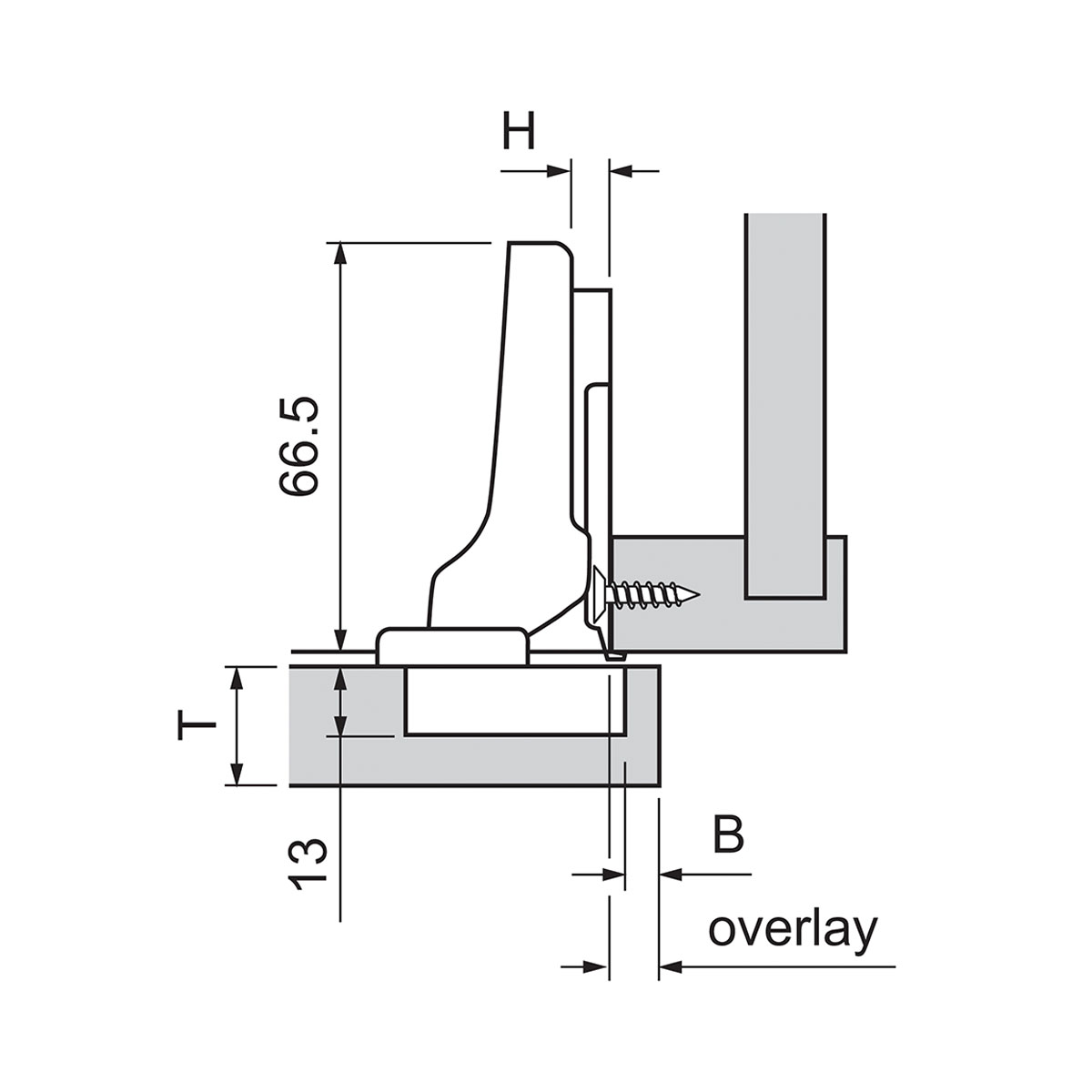 Bisagra CLIP top BLUMOTION 110°, con muelle, taquete Ø8mm, montaje a presión (medio cubrimiento) con accesorios