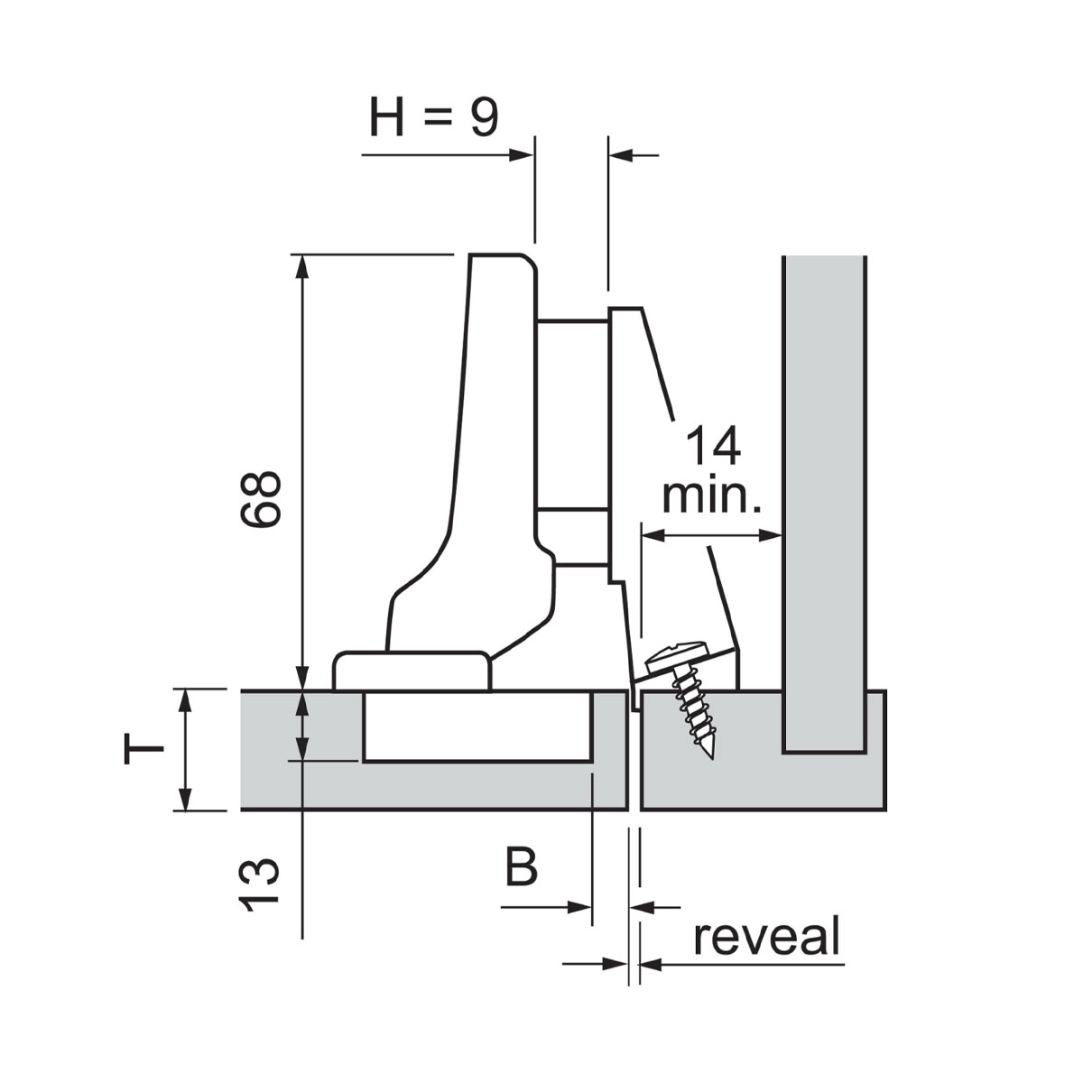 Bisagra CLIP top BLUMOTION 110°, insertada con muelle, taquete Ø8mm, montaje a presión