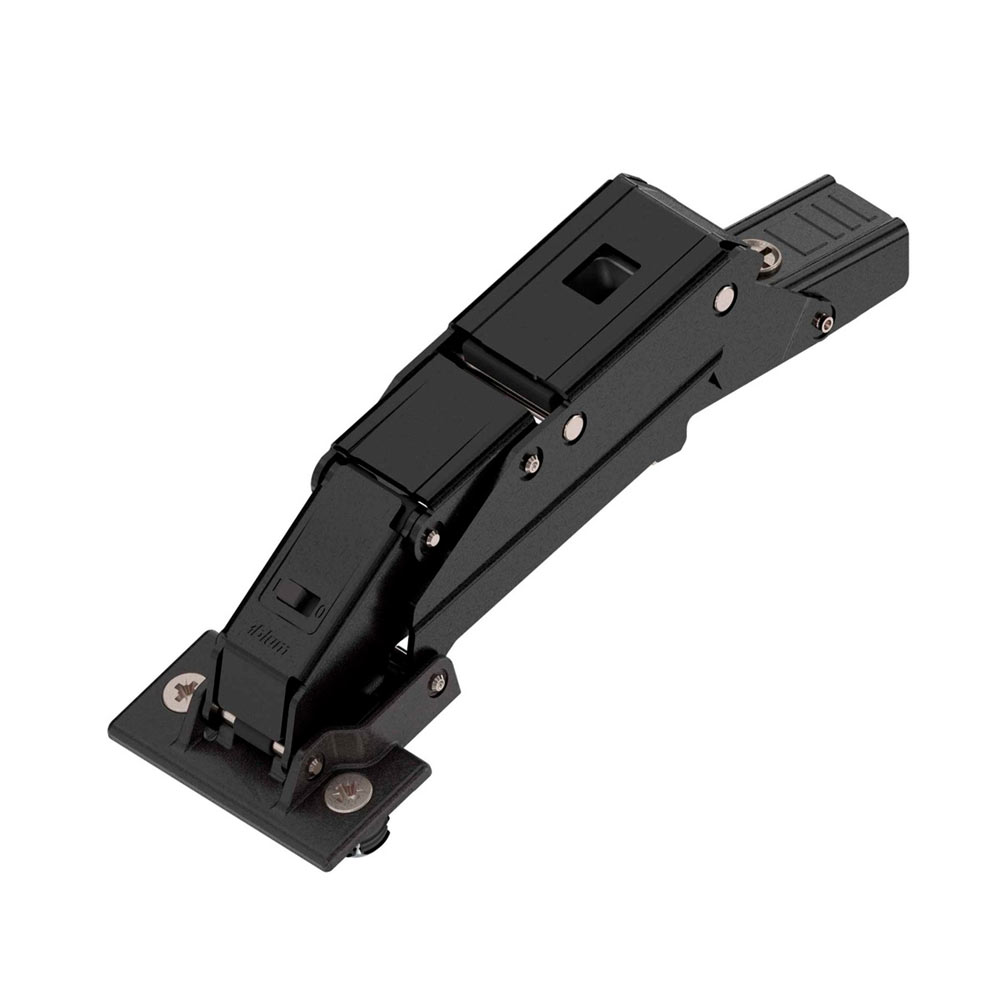 Bisagra CLIP TOP BLUMOTION 110° para frentes delgados Fijación EXPANDO T, acabado negro ónix
