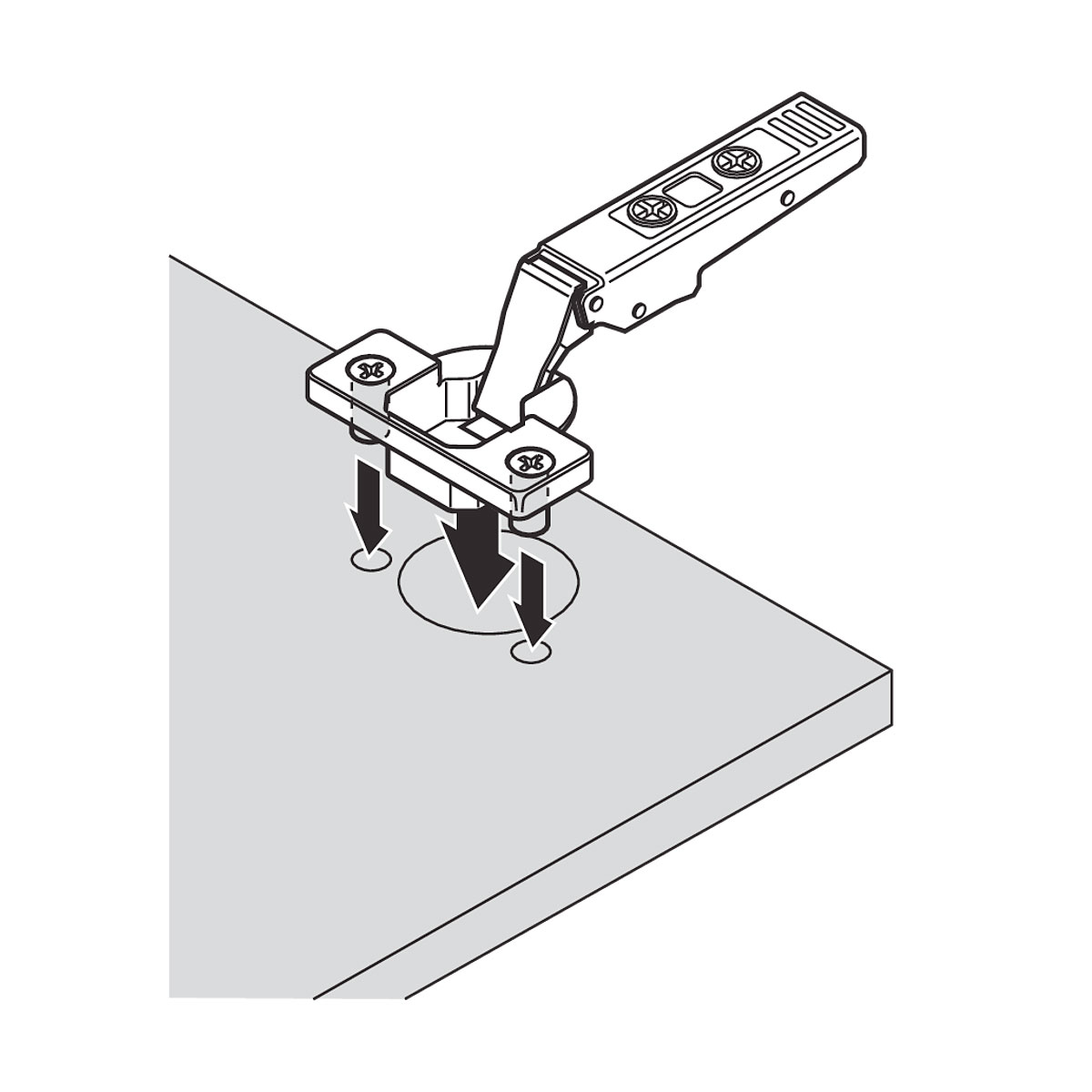 Bisagra CLIP top BLUMOTION 110°, insertada con muelle, taquete Ø8mm, montaje a presión