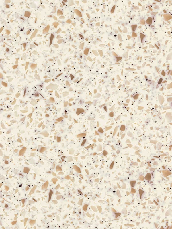 Cubierta de Superficie Sólida Everform™, color 744 Crema Terrazzo, 0.76 X 3.74 m