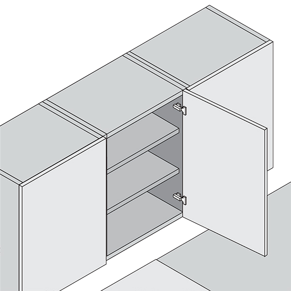 Bisagra CLIP TOP BLUMOTION 107° BCOR, con muelle, para atornillar, recubrimiento anticorrosivo (cubrimiento insertado)