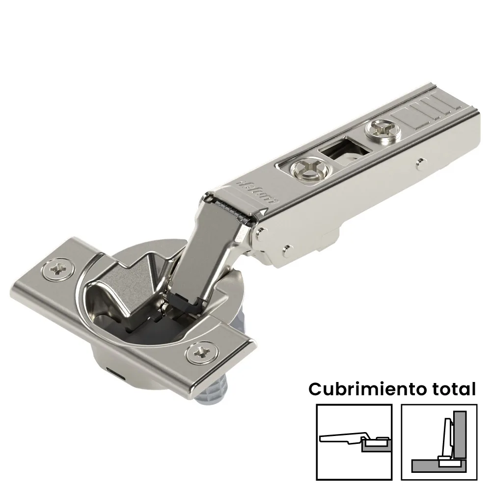 Bisagra CLIP top BLUMOTION 105°, cubrimiento total, con muelle montaje a presión, acabado niquelado
