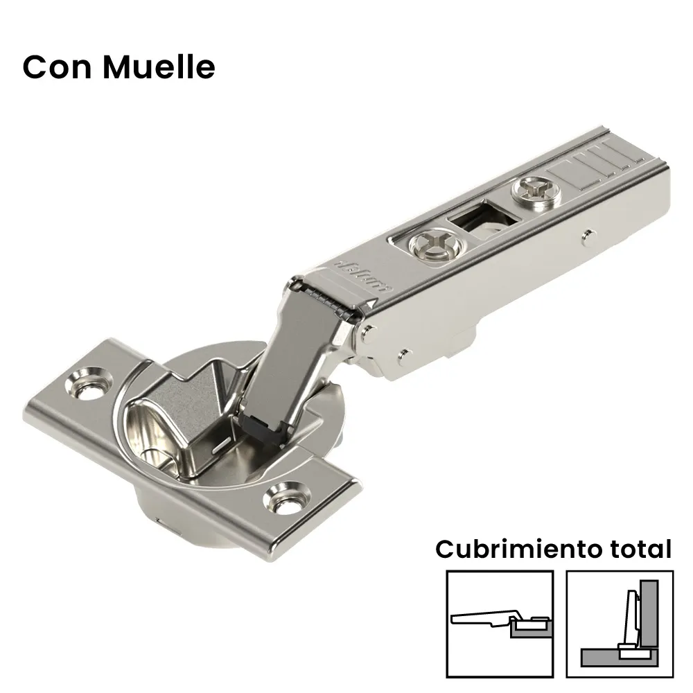 Bisagra CLIP top 105°, brazo recto, para atornillar, acabado niquelado