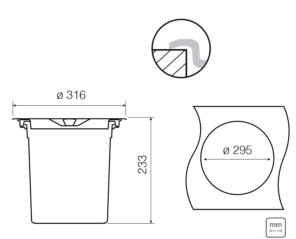 Basurero APPEAL I para cubierta, cap. 8 L, con tapas y aro de acero inoxidable, con bote de plástico 