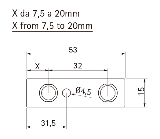 Soporte Lateral para perfil catenaria Tipo A con dos pernos de 8 mm.