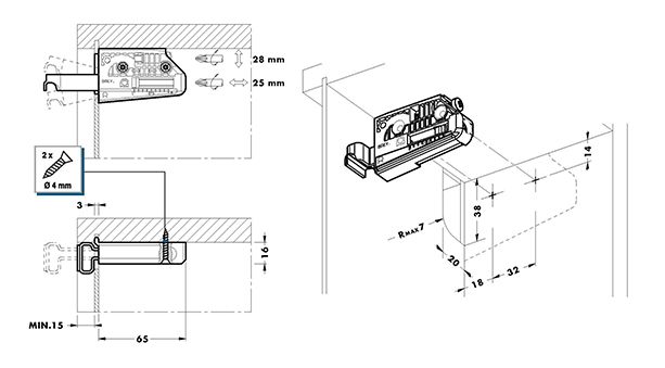 Colgador oculto 806 para gabinetes