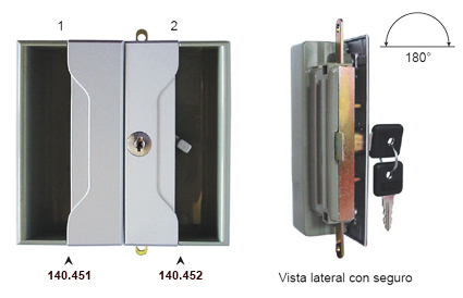Cerradura españoleta para mueble metálico, acabado gris